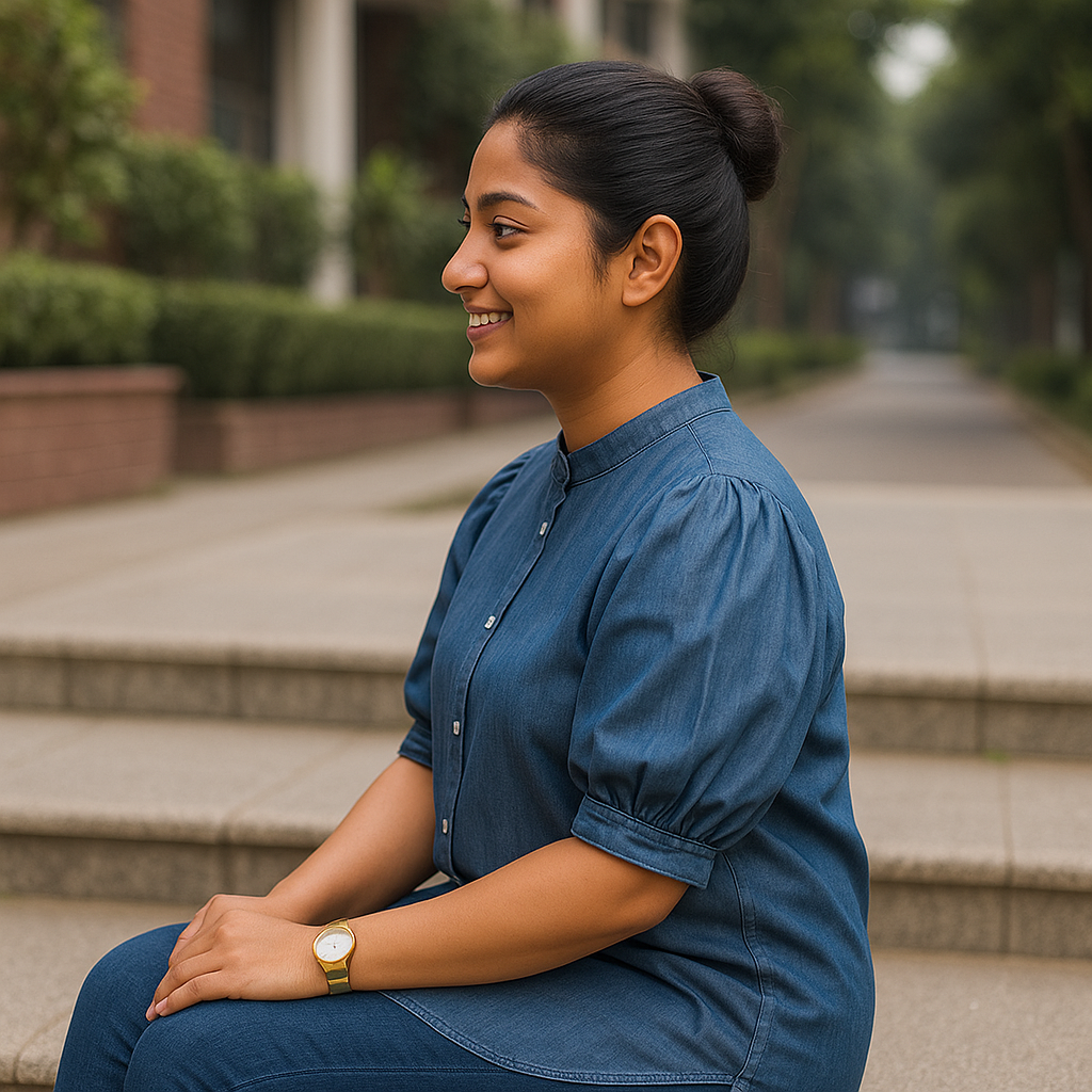 Puff Sleeve Ladies Denim Shirt