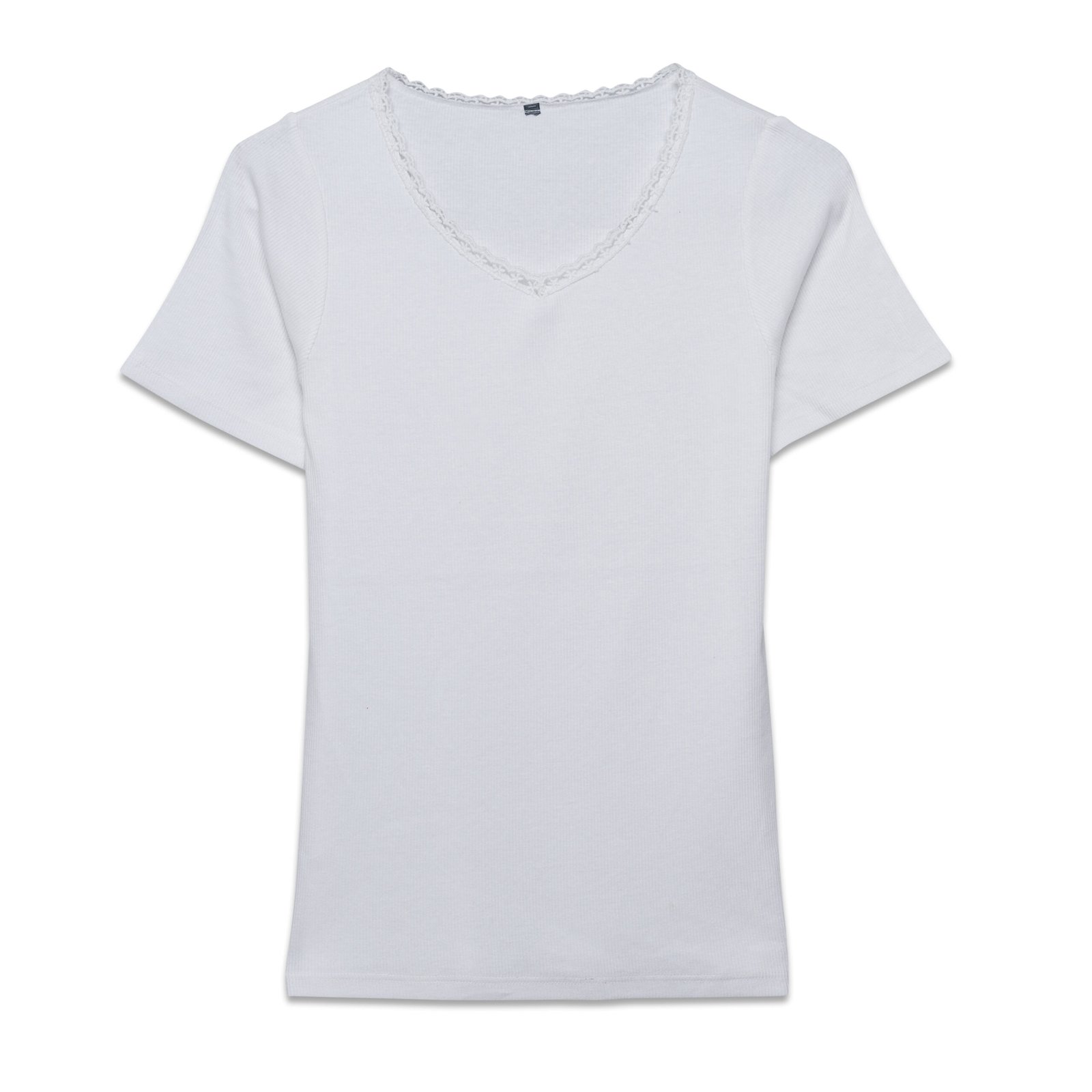 Lace Neck Ladies T-Shirt Short Sleeve