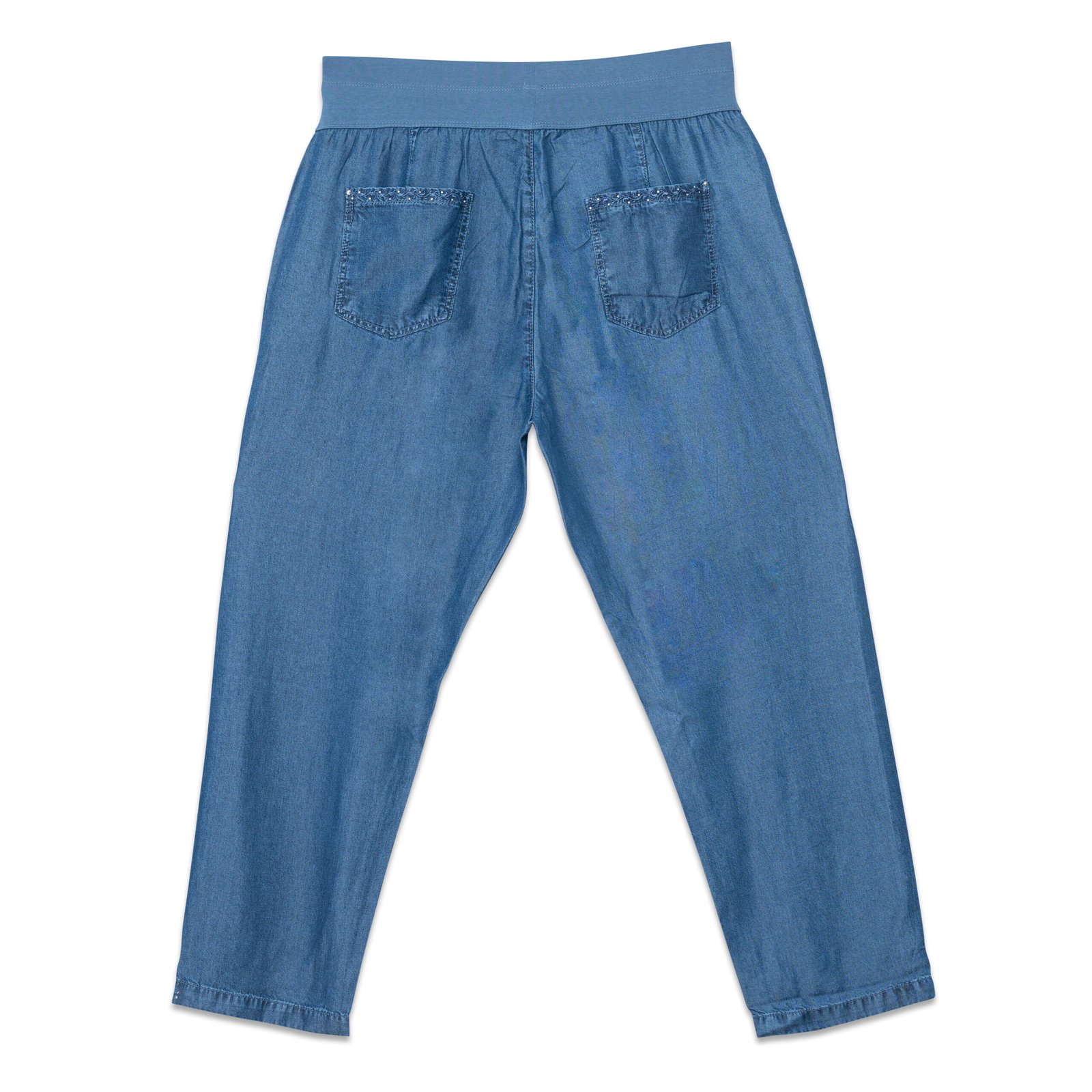 Elastic Waistband Ladies Jeans Pants