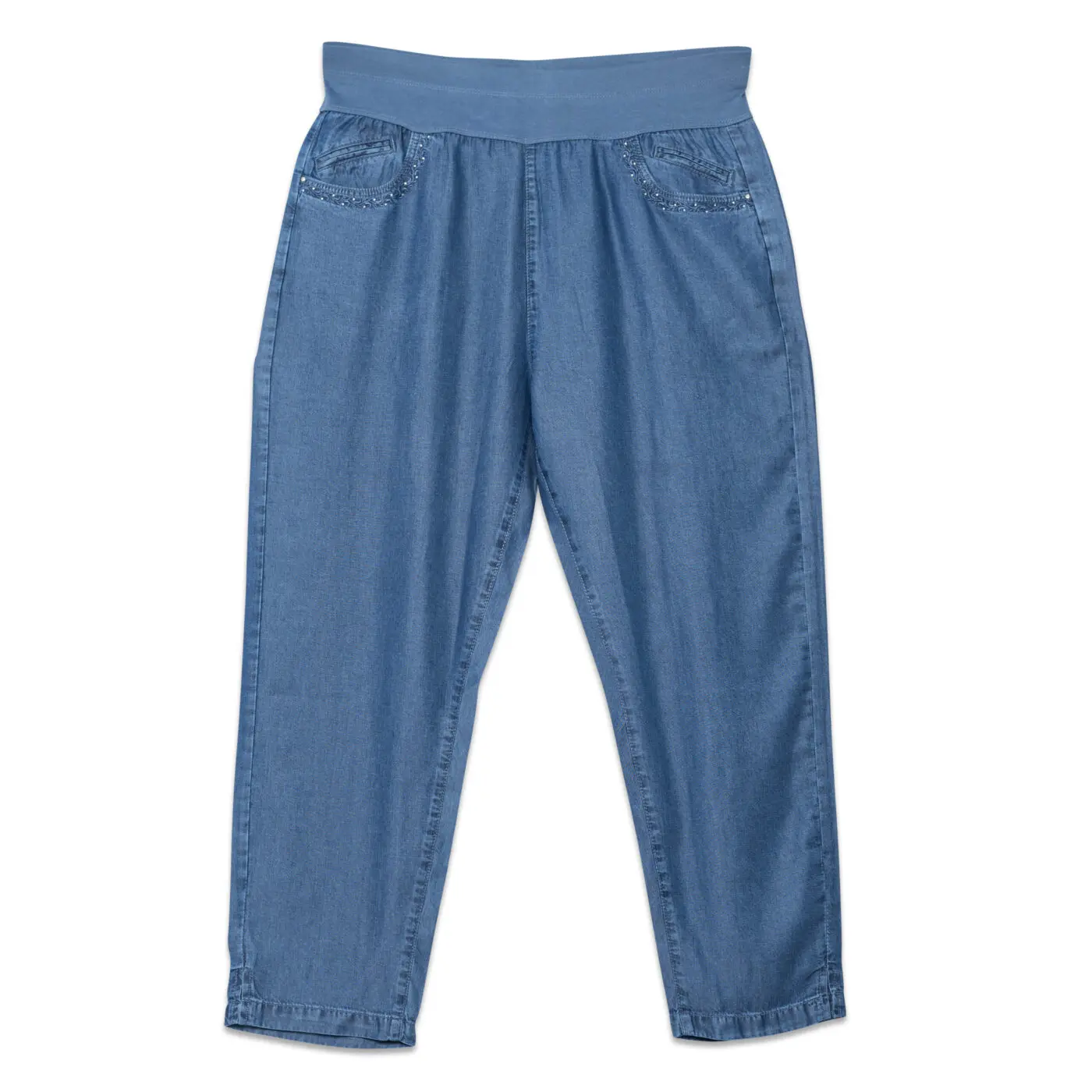 Elastic Waistband Ladies Jeans Pants