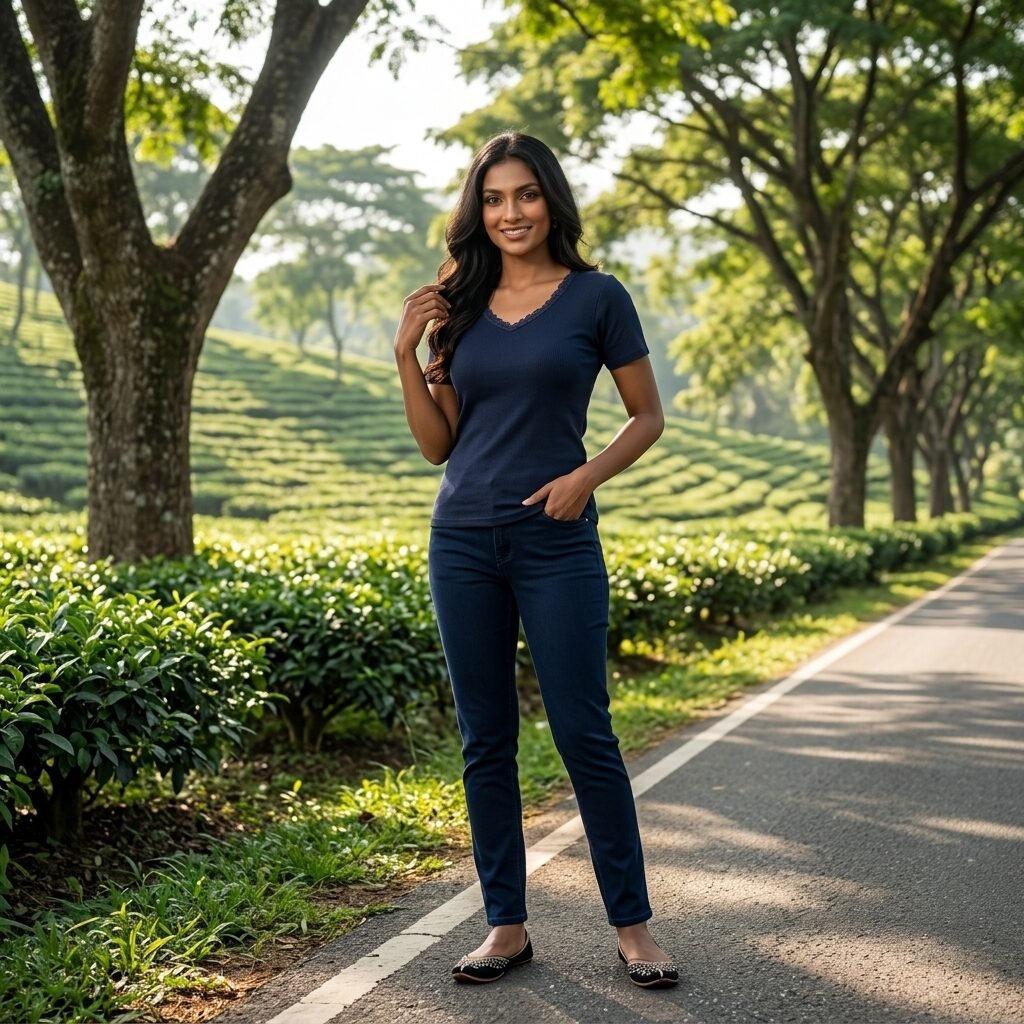 Lace Neck Ladies T-Shirt Short Sleeve