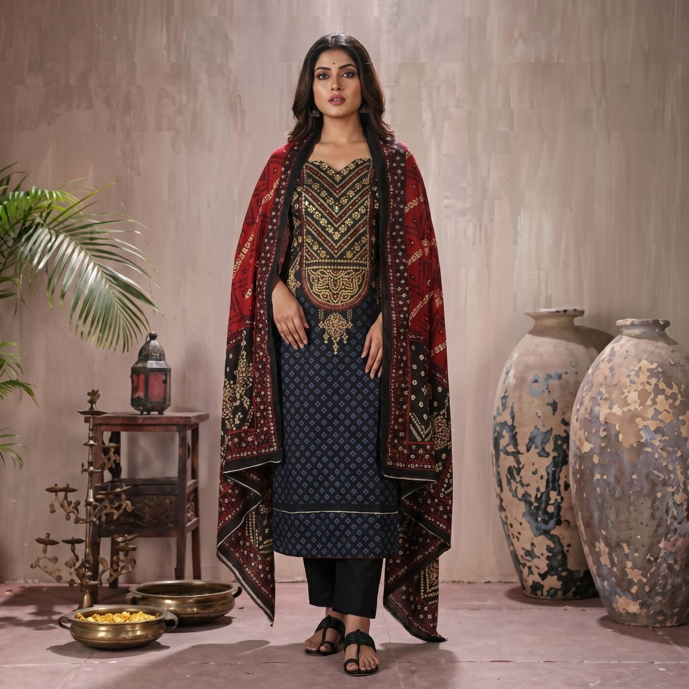 Buy Black Lahori Chunri Three Piece in Online BD - Rupkar