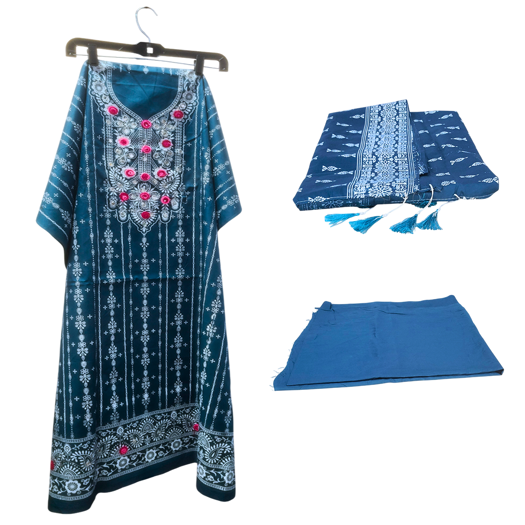 Elegant Karchupi 3pcs Dress Set I 💙 Greenish Blue
