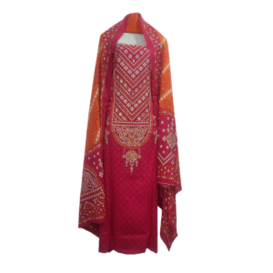 Hot Pink Lahori Rajasthani Chunri Three Piece