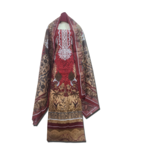 Zam Zam Alamkari Premium 3pcs Dress – Maroon Color