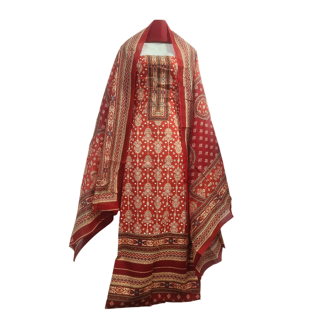 Maroon Zam Zam Kari Shuti 3piece – Ajrakh Block Print Collection