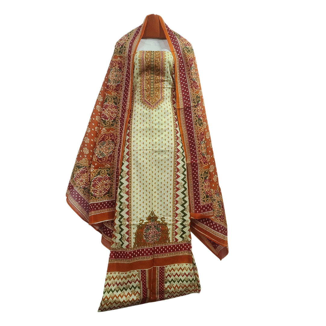 Off White Zam Zam Kari Shuti 3Piece – Premium Swiss Lawn