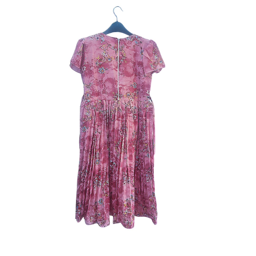 Graceful Charm – Dusty Pink Embroidered Floral Frock