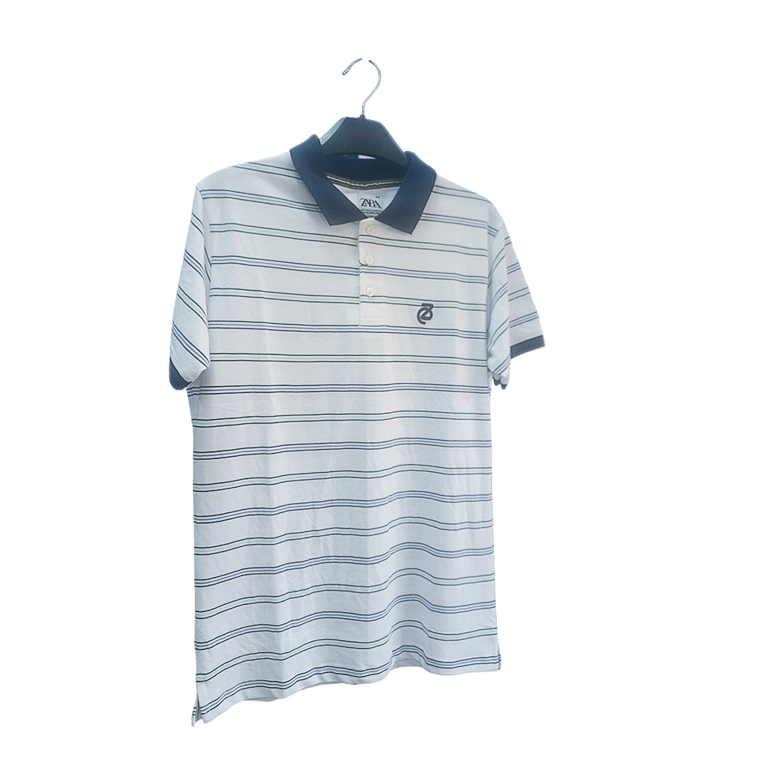 ZARA White Stripe Polo Shirt – Clean & Classy Look