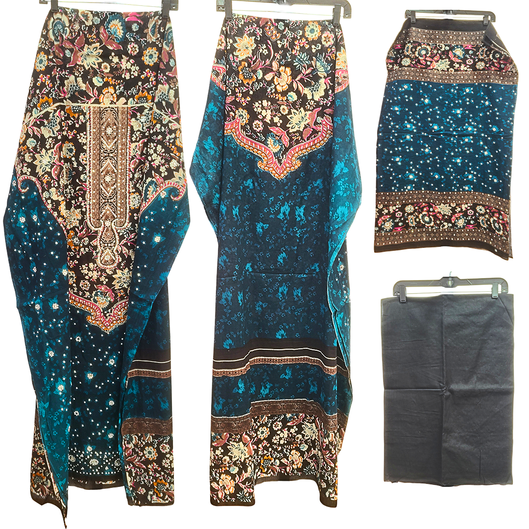 Lahori Printed Dress for Women – পান্না সবুজ Sea Green