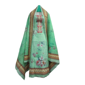 Mint Green Aari Thread Embroidery Three Piece