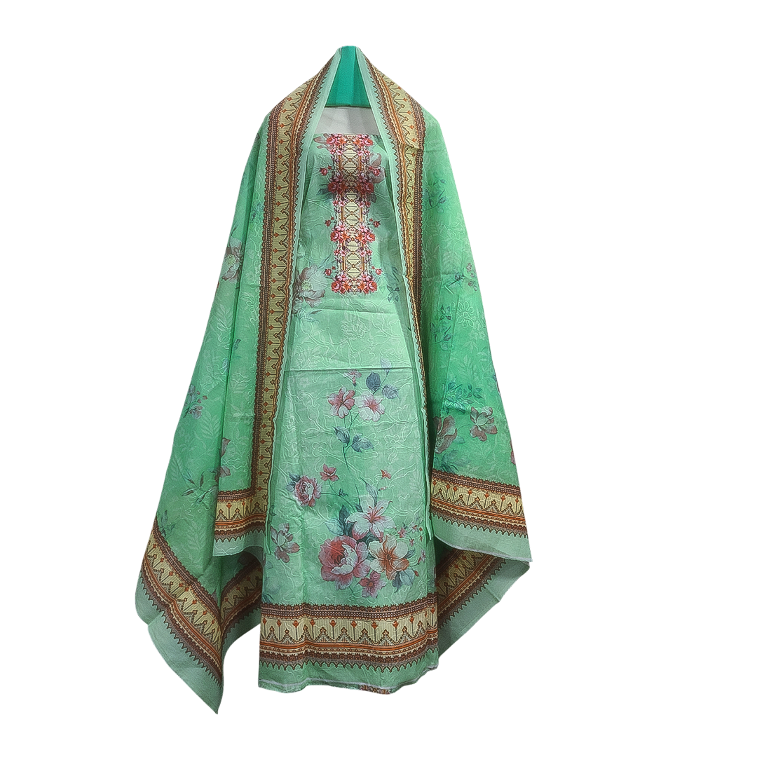 Mint Green Aari Thread Embroidery Three Piece