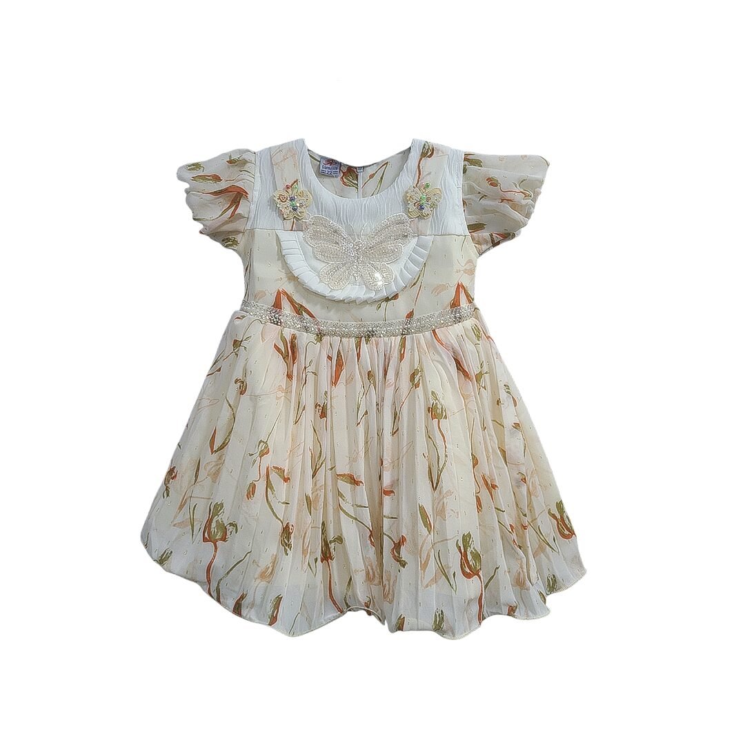 Buy Premium Organza Floral Butterfly Frock in Online BD Rupkar | Age 2.5-6 Years